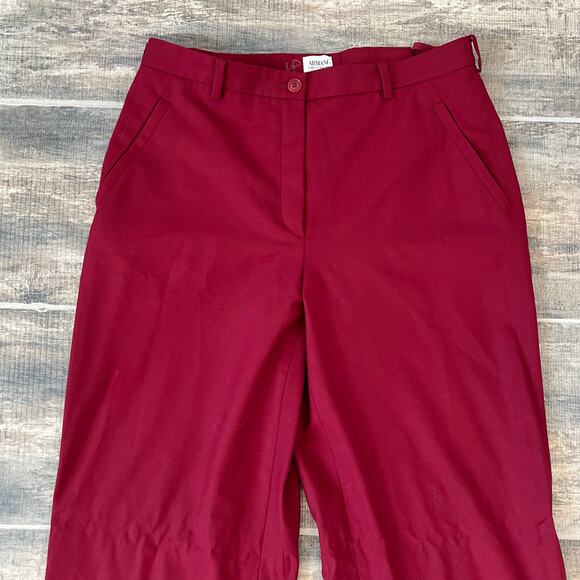 Vintage 90s Armani Collezioni Red Wool Blend Trousers Pants Italy Quiet Luxury - Picture 12 of 14